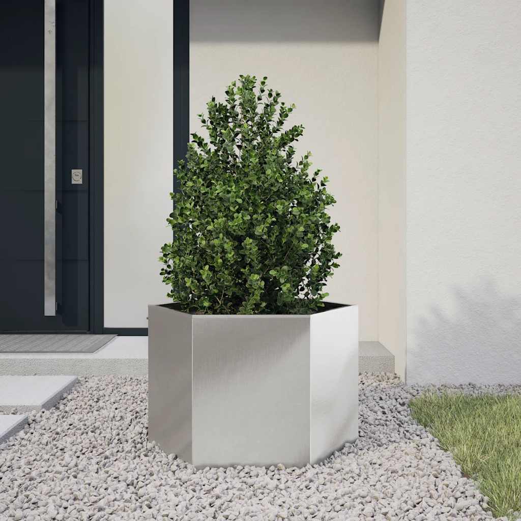 Pflanzkübel Sechseckig 69x60x45 Edelstahl