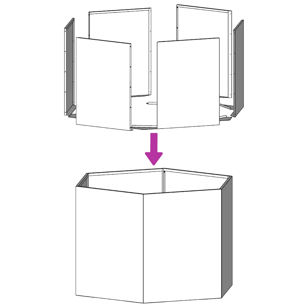 Pflanzkübel Sechseckig 104x90x45 Edelstahl