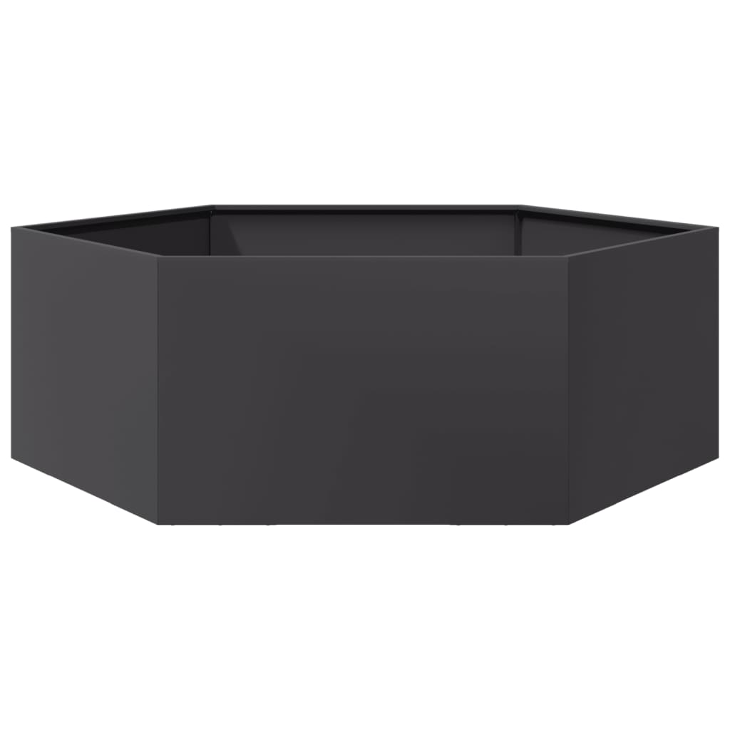 Plant Pot Black Hexagonal 138x120x45 Steel