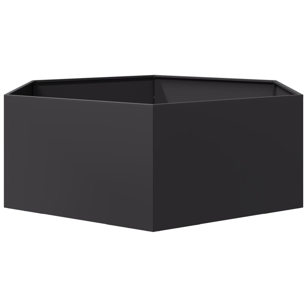 Plant Pot Black Hexagonal 138x120x45 Steel