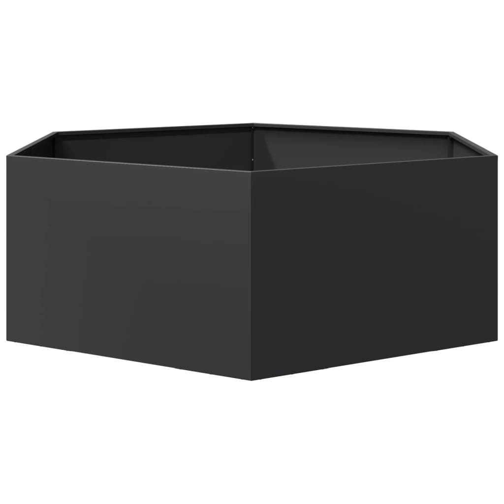 Plant Pot Black Hexagonal 138x120x45 Steel