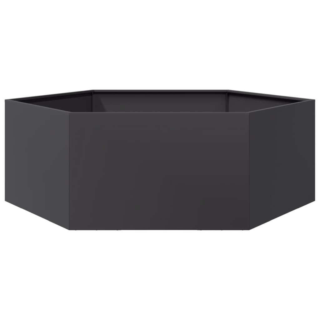 Plant Pot Black Hexagonal 138x120x45 Steel