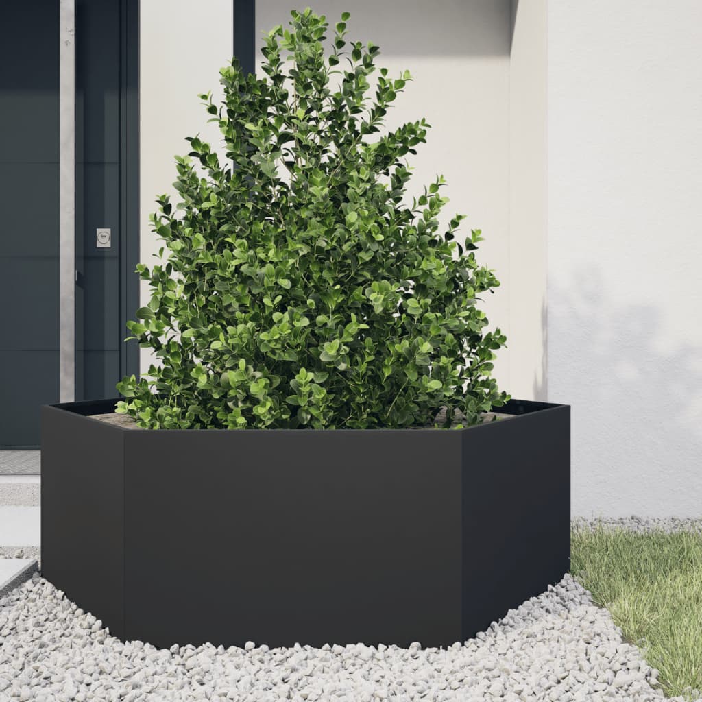 Plant Pot Black Hexagonal 138x120x45 Steel