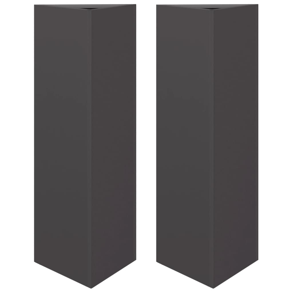 Plant Pot 2 Pcs Black Triangular 30x26x75 cm Steel
