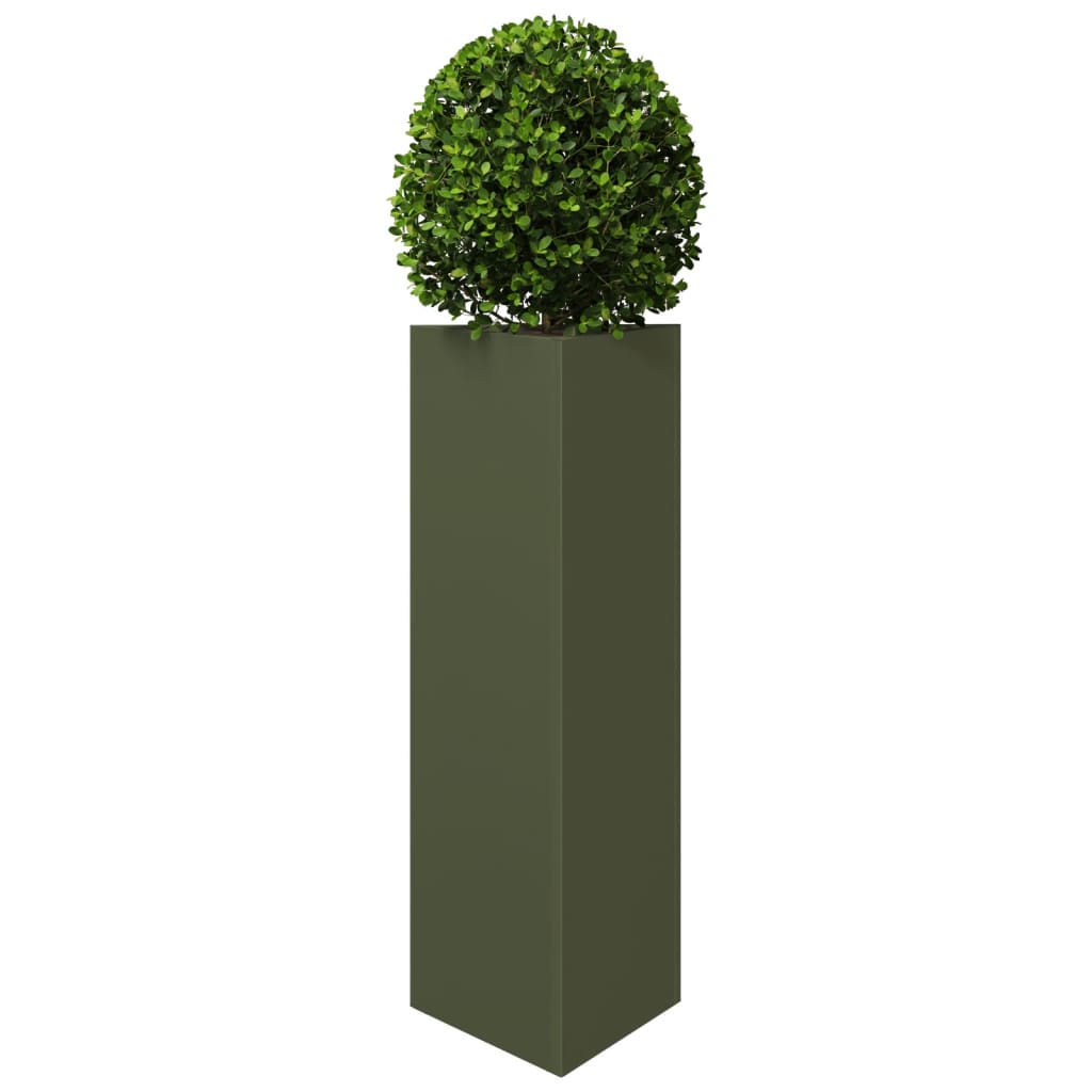 Plant Pot Olive Green Triangular 30x26x75 cm Steel
