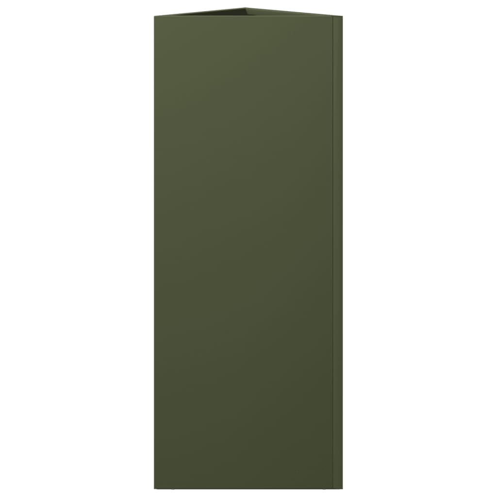 Plant Pot Olive Green Triangular 30x26x75 cm Steel
