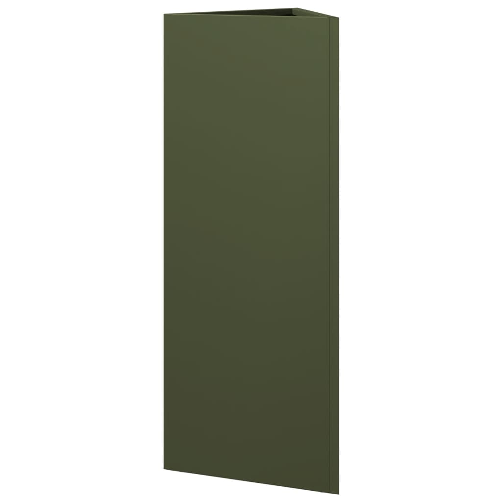 Plant Pot Olive Green Triangular 30x26x75 cm Steel