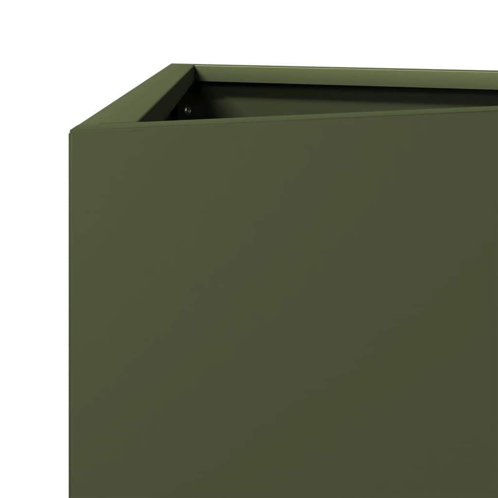 Plant Pot Olive Green Triangular 30x26x75 cm Steel