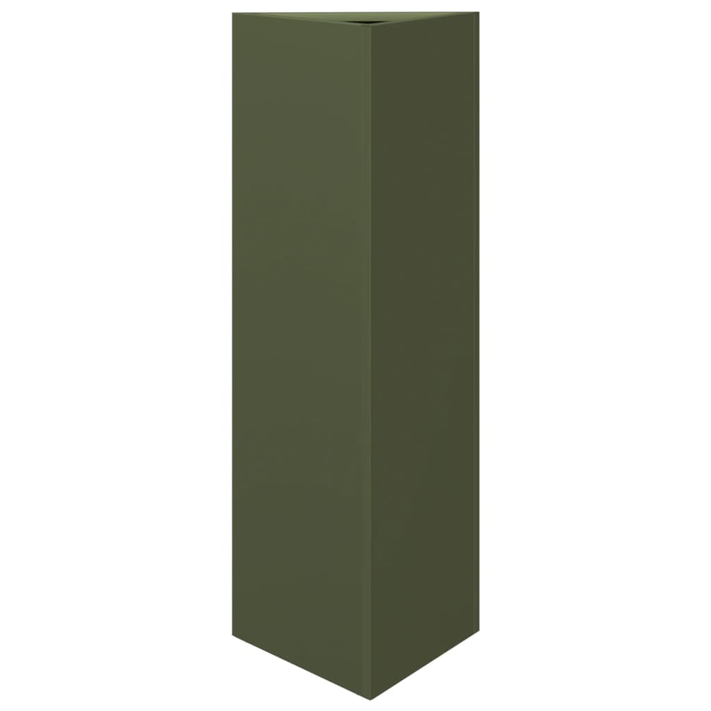 Plant Pot 2 Pcs Olive Green Triangular 30x26x75 cm Steel