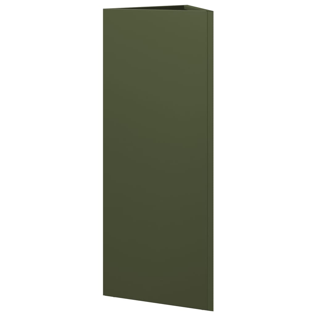 Plant Pot 2 Pcs Olive Green Triangular 30x26x75 cm Steel