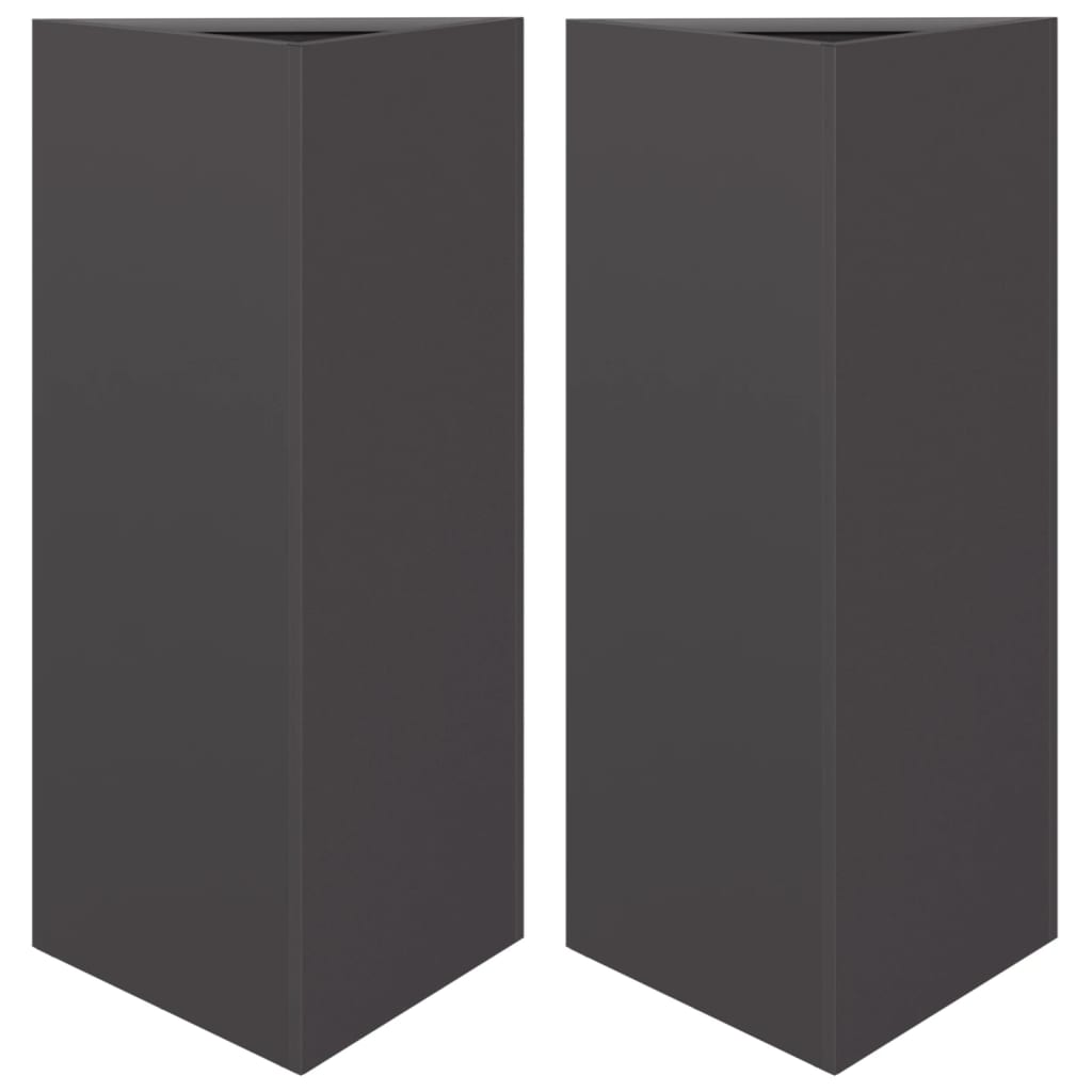 Plant Pot 2 Pcs Black Triangular 40x34.5x70 cm Steel