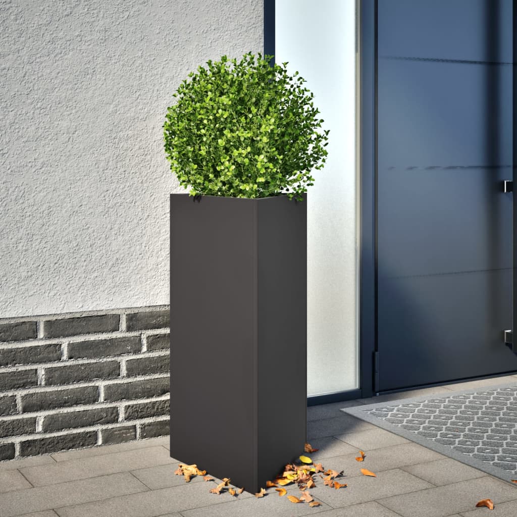 Plant Pot 2 Pcs Black Triangular 40x34.5x70 cm Steel