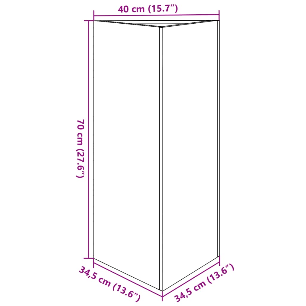 Plant Pot White Triangular 40x34.5x70 cm Steel