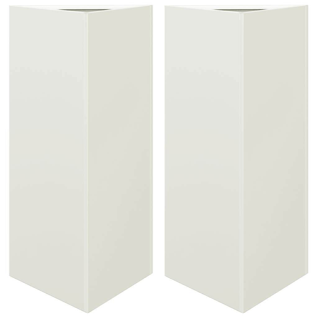 Pflanzkübel 2 Stk. Weiß Dreieckig 40x34,5x70 cm Stahl