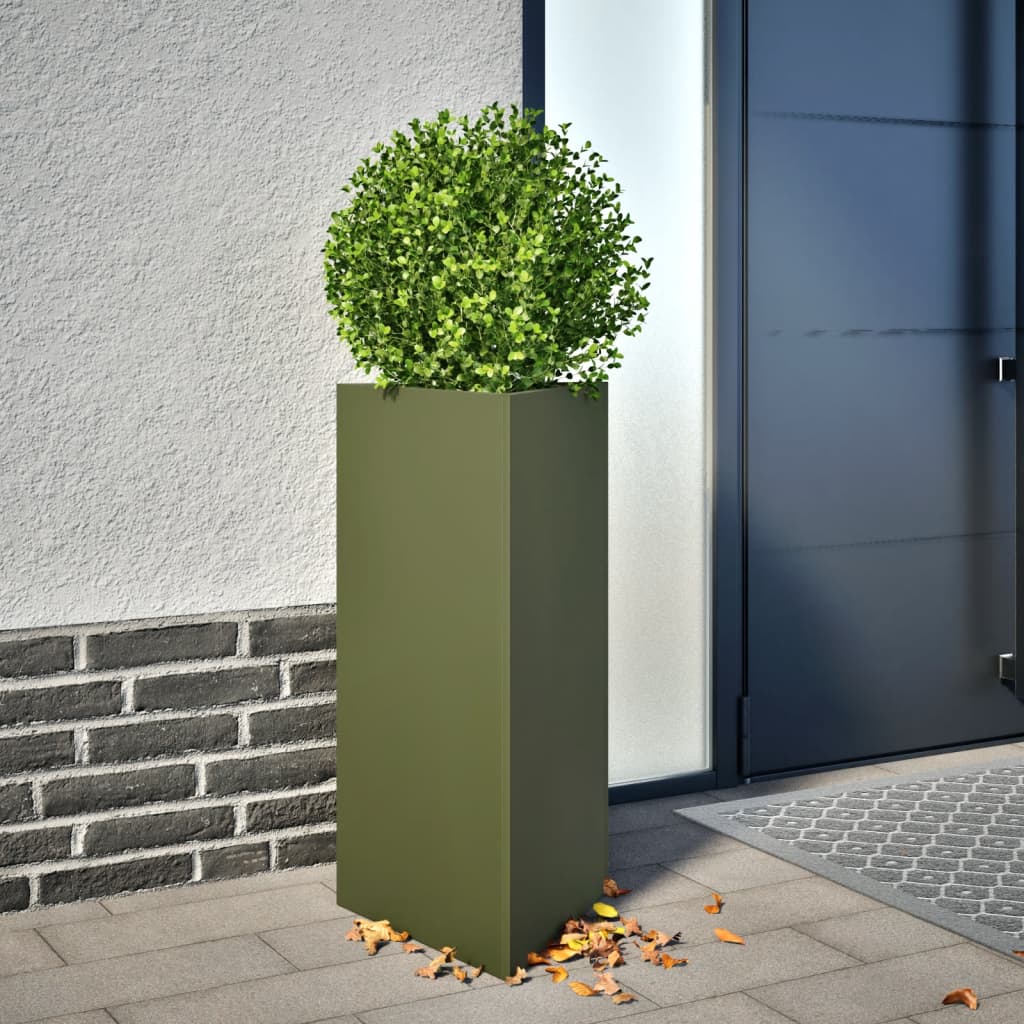 Plant Pot Olive Green Triangular 40x34.5x70 cm Steel