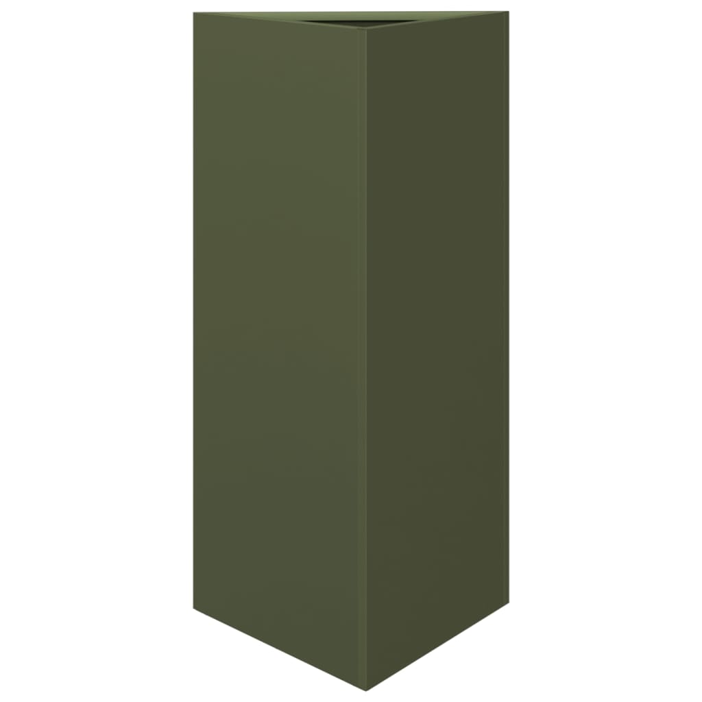 Pflanzkübel 2 Stk. Olivgrün Dreieckig 40x34,5x70 cm Stahl