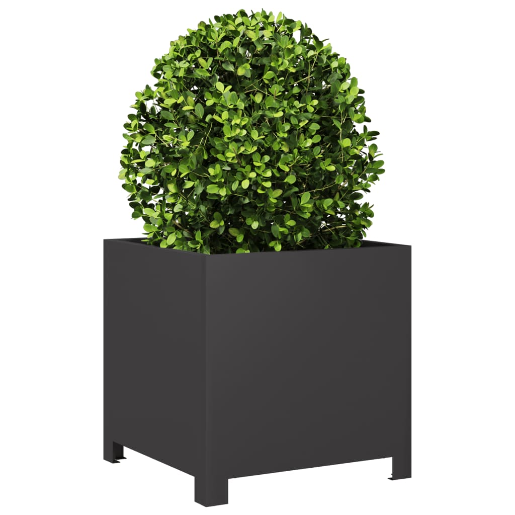 Plant Pot 2 pcs. Black 40x40x40 cm Steel