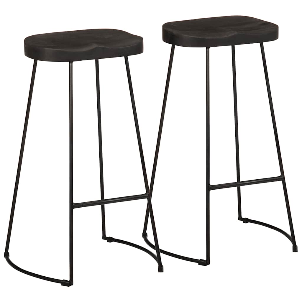 Barhocker 2 Stk. Schwarz 45x40x78 cm Mango Massivholz