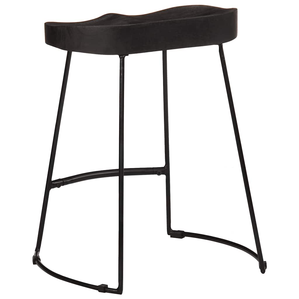 Barhocker 2 Stk. Schwarz 46x38x52 cm Mango Massivholz