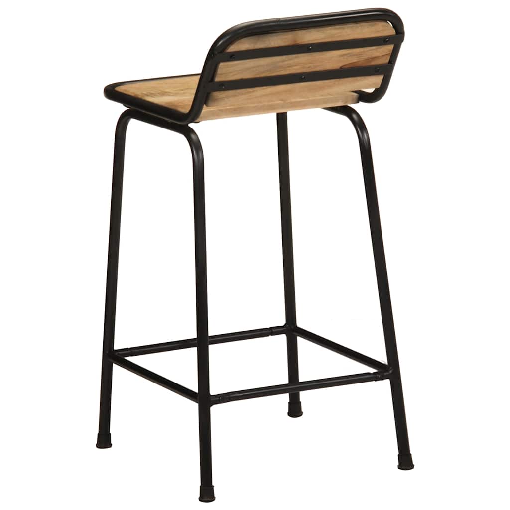 Barhocker 2 Stk. 46x35,5x80 cm Raues Mango Massivholz