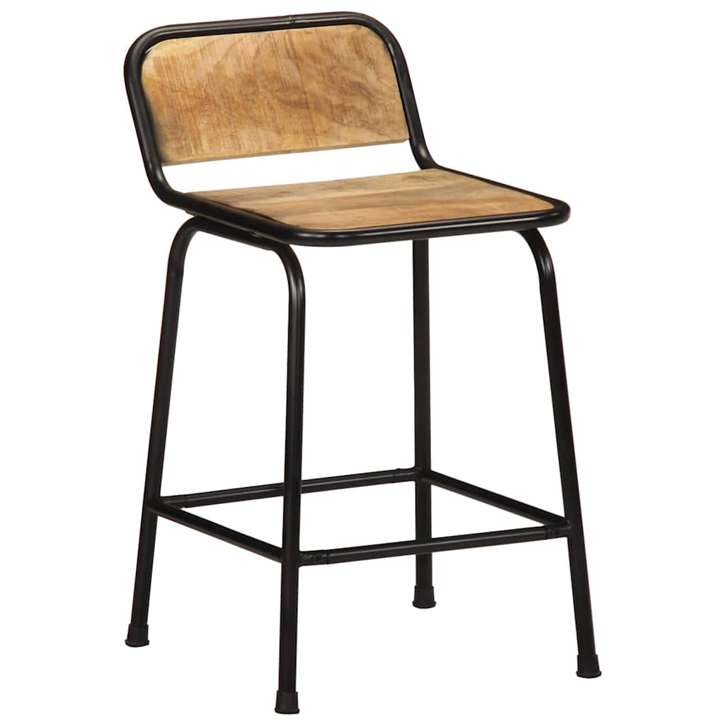 Barhocker 2 Stk. 46x35,5x70 cm Raues Mango Massivholz