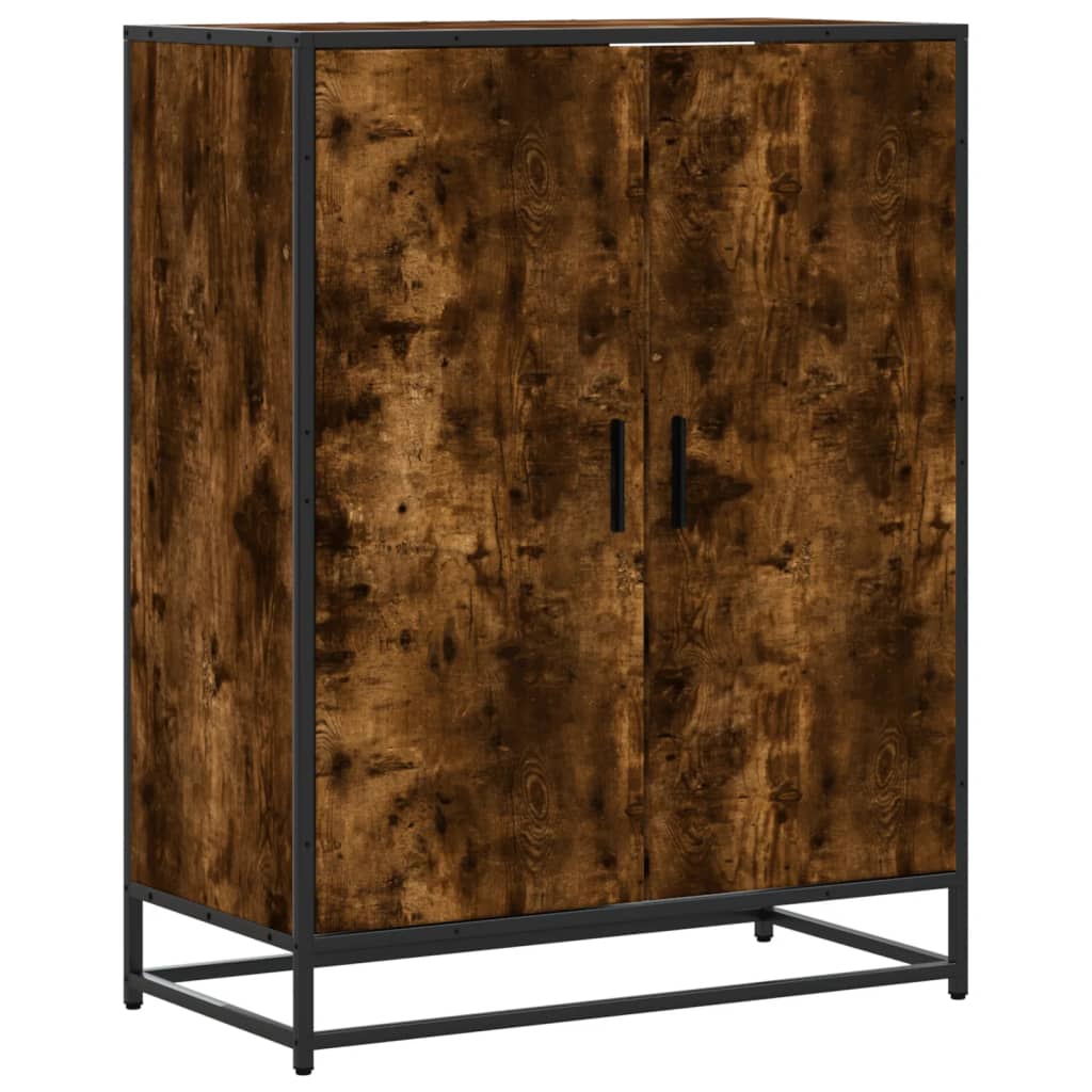 Shoe cabinet smoked oak 75x38x97.5 cm wood material metal