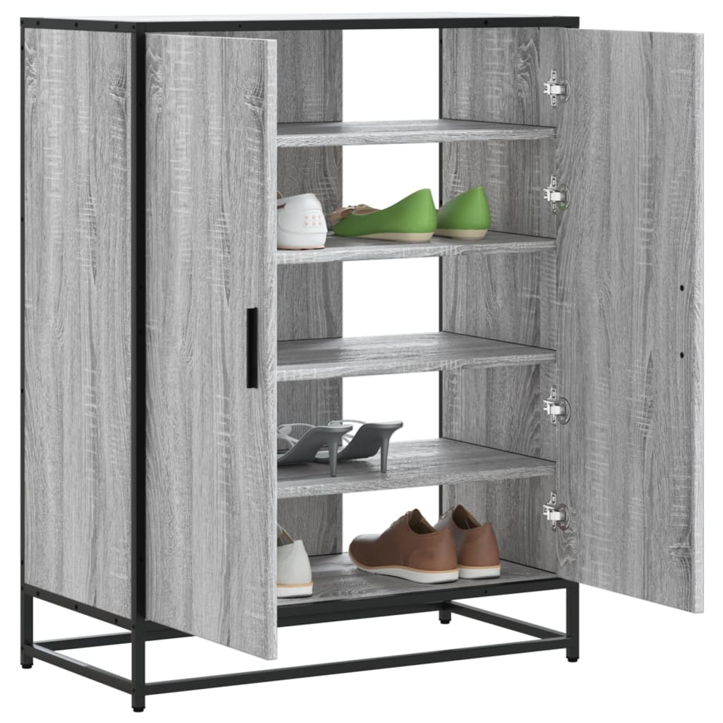 Shoe cabinet gray Sonoma 75x38x97.5 cm wood material metal