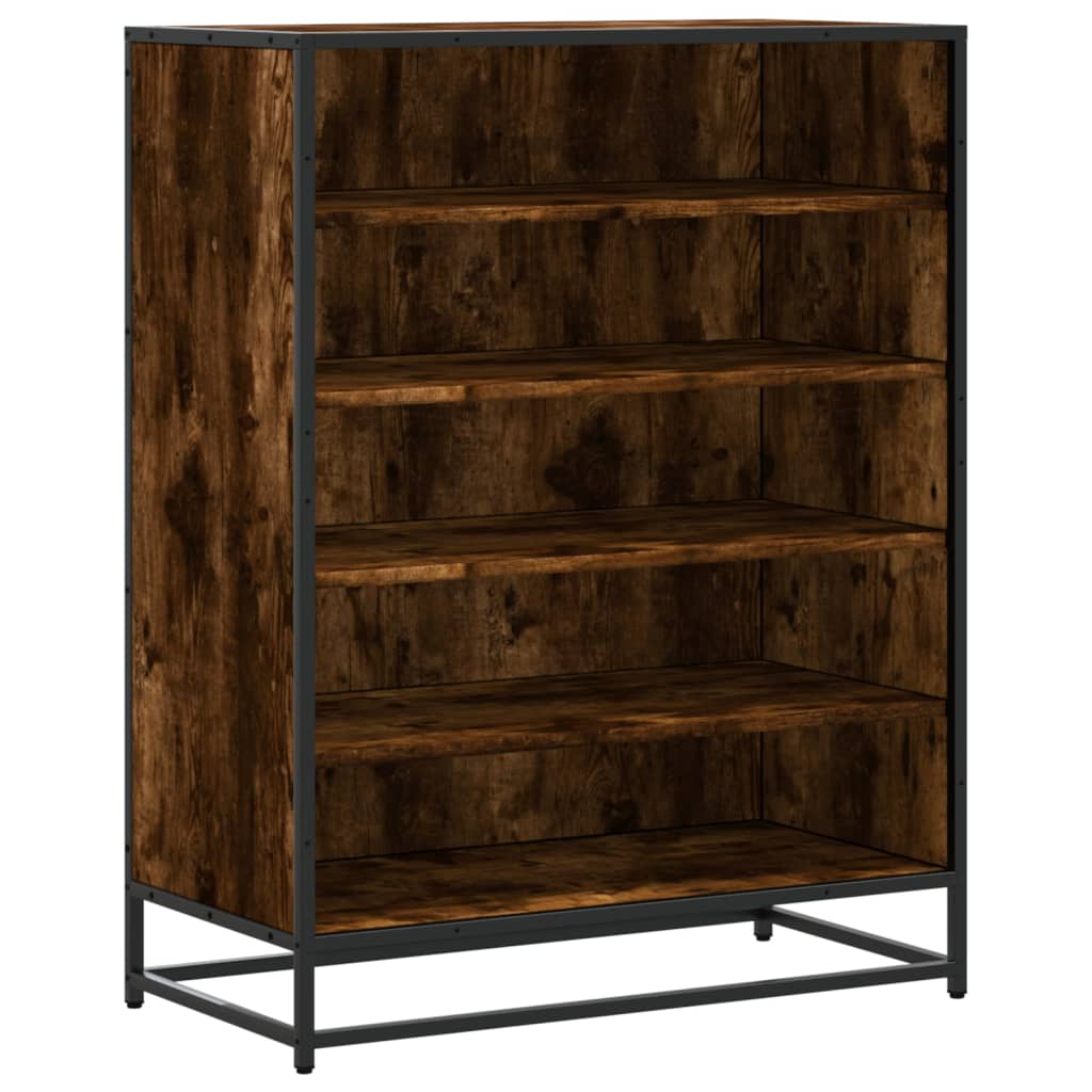 Shoe cabinet smoked oak 75x38x97.5 cm wood material metal