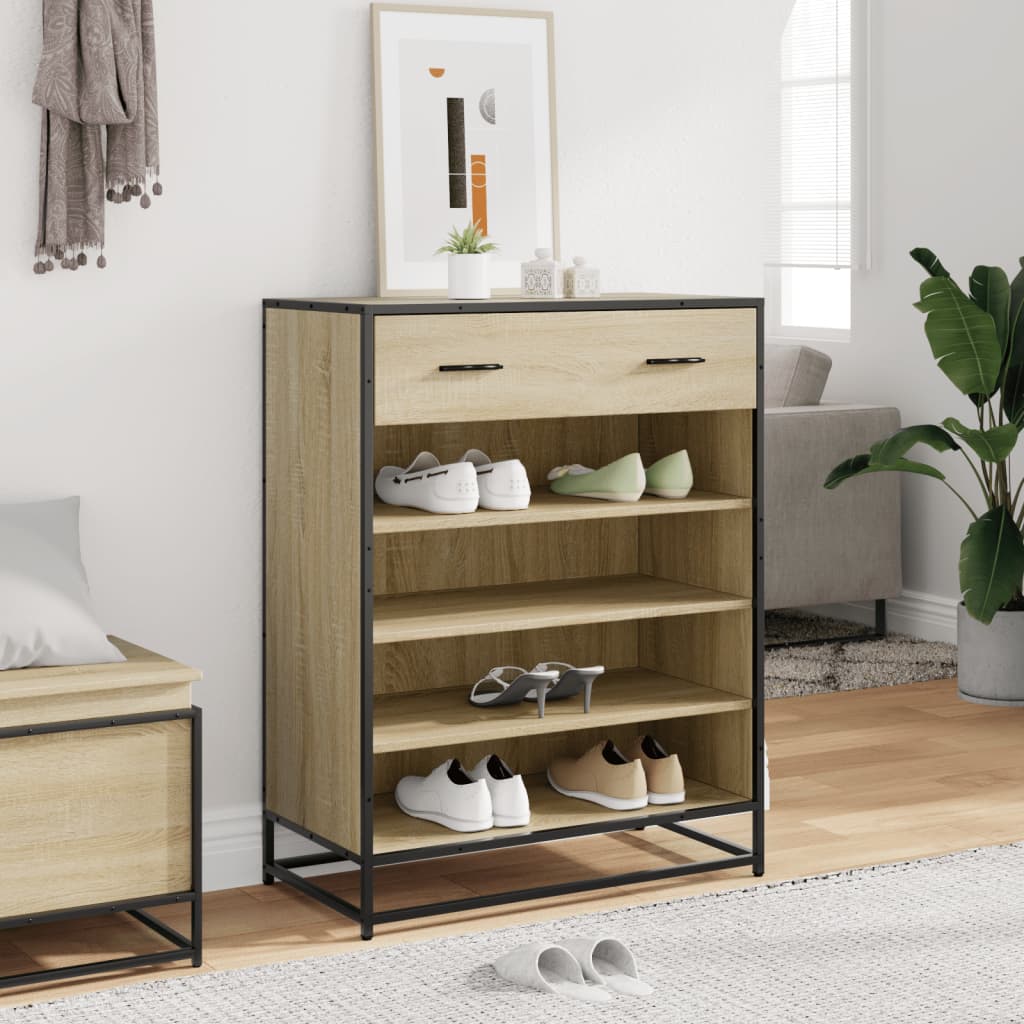 Shoe cabinet Sonoma oak 75x38x97.5 cm wood material metal