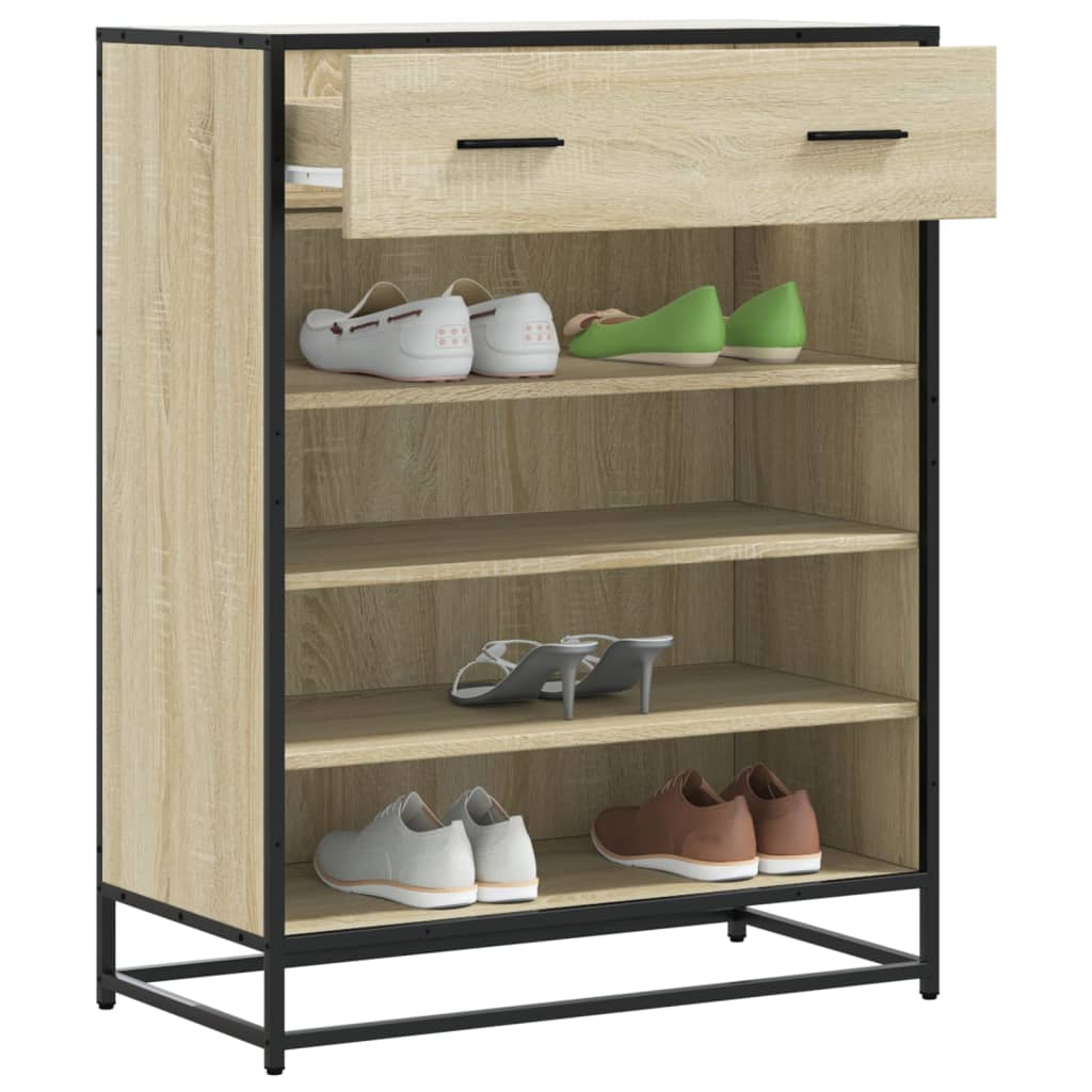 Shoe cabinet Sonoma oak 75x38x97.5 cm wood material metal