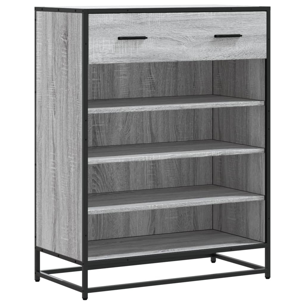 Shoe cabinet gray Sonoma 75x38x97.5 cm wood material metal