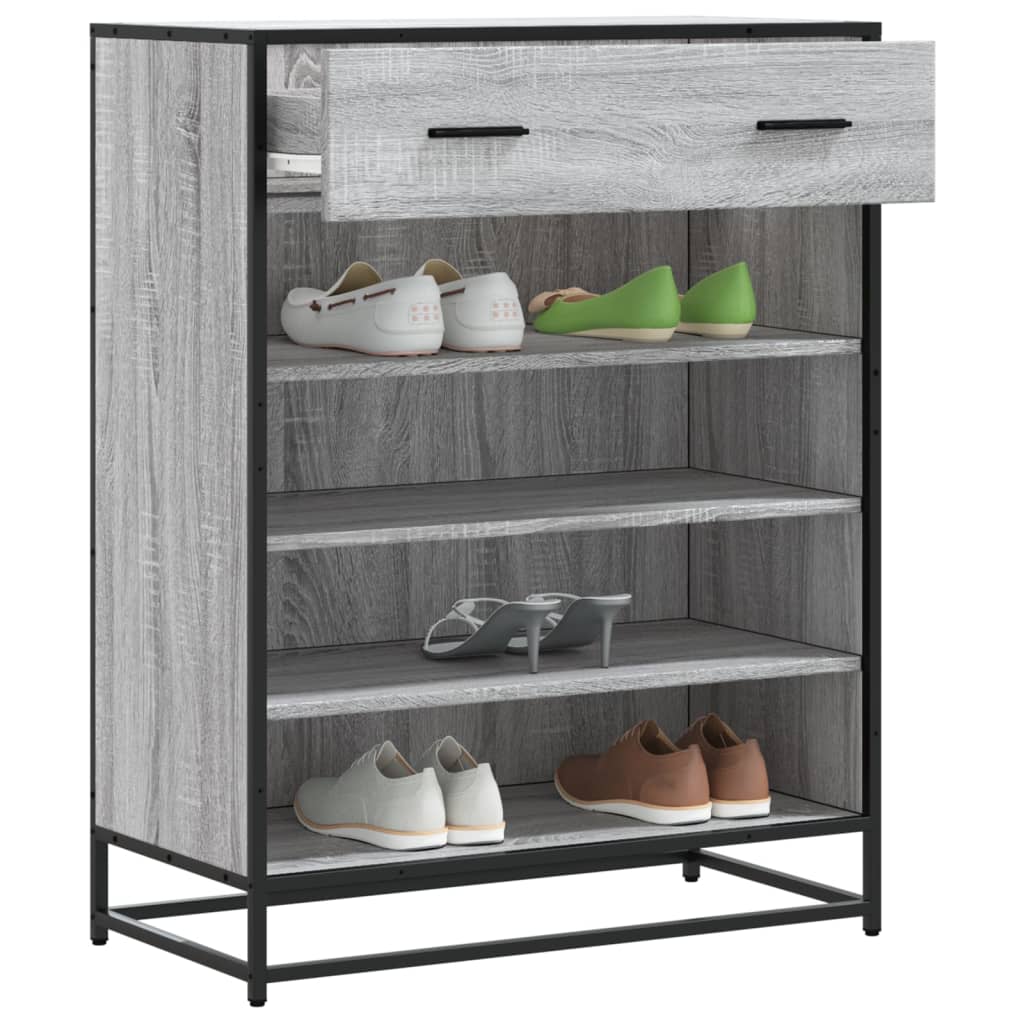 Shoe cabinet gray Sonoma 75x38x97.5 cm wood material metal