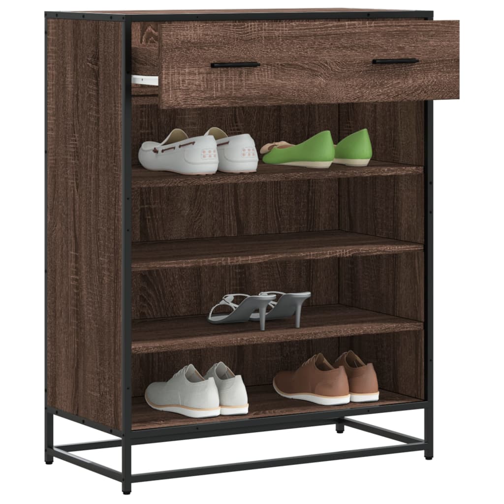 Shoe cabinet oak look 75x38x97.5 cm wood material metal