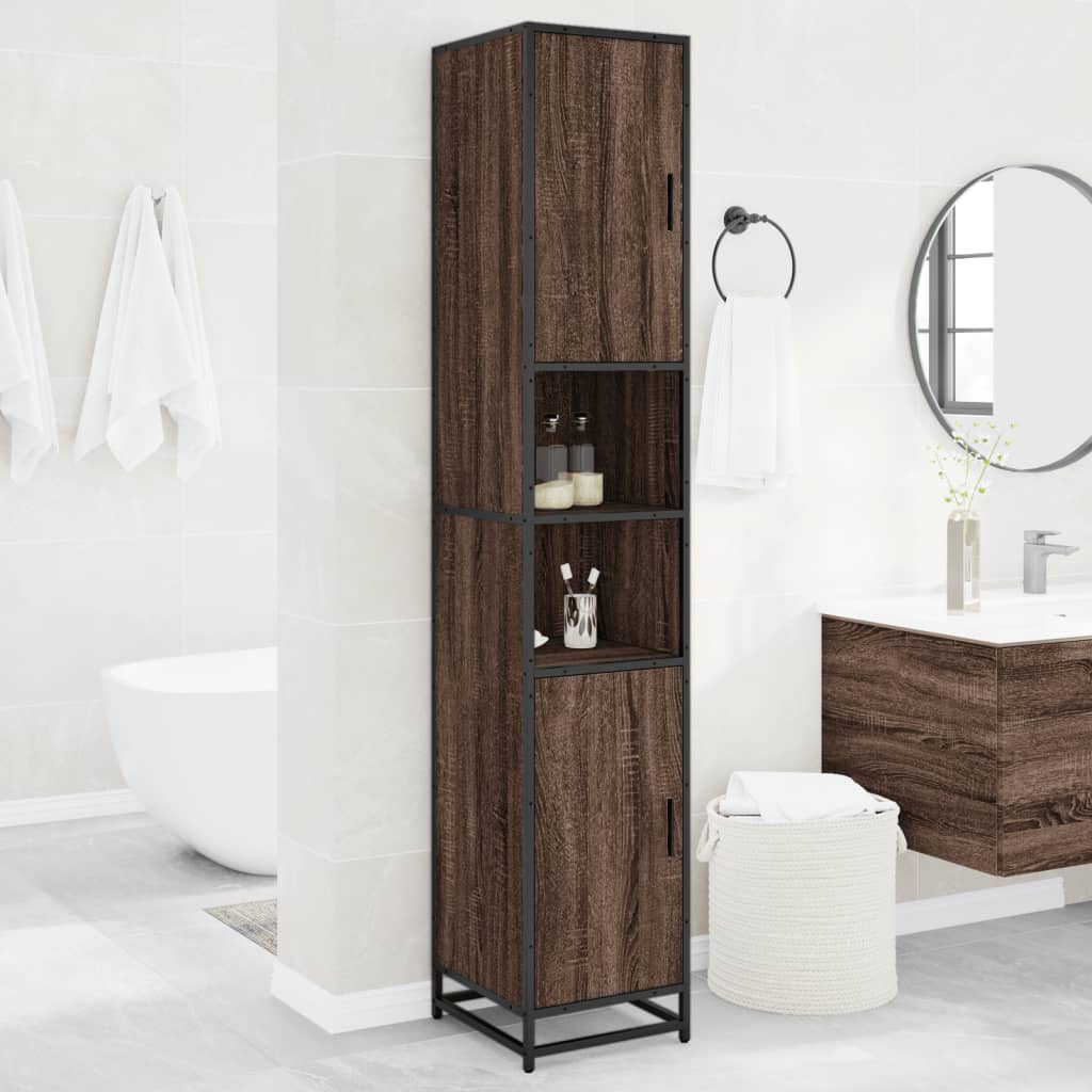 Bathroom cabinet oak look 35x37.5x188.5 cm wood material metal