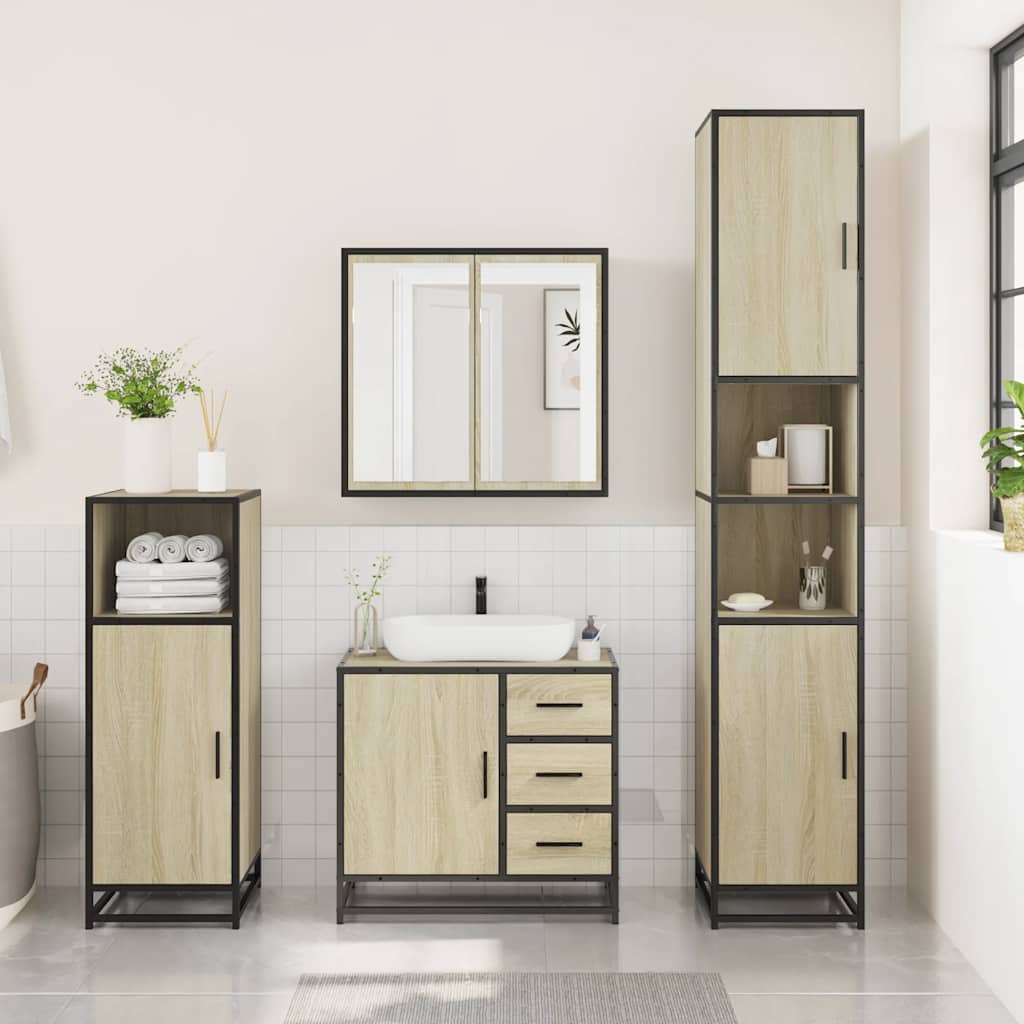 3-piece bathroom furniture set Sonoma oak wood-based material