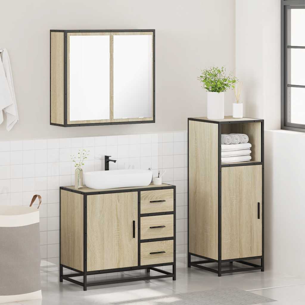 3-piece bathroom furniture set Sonoma oak wood-based material