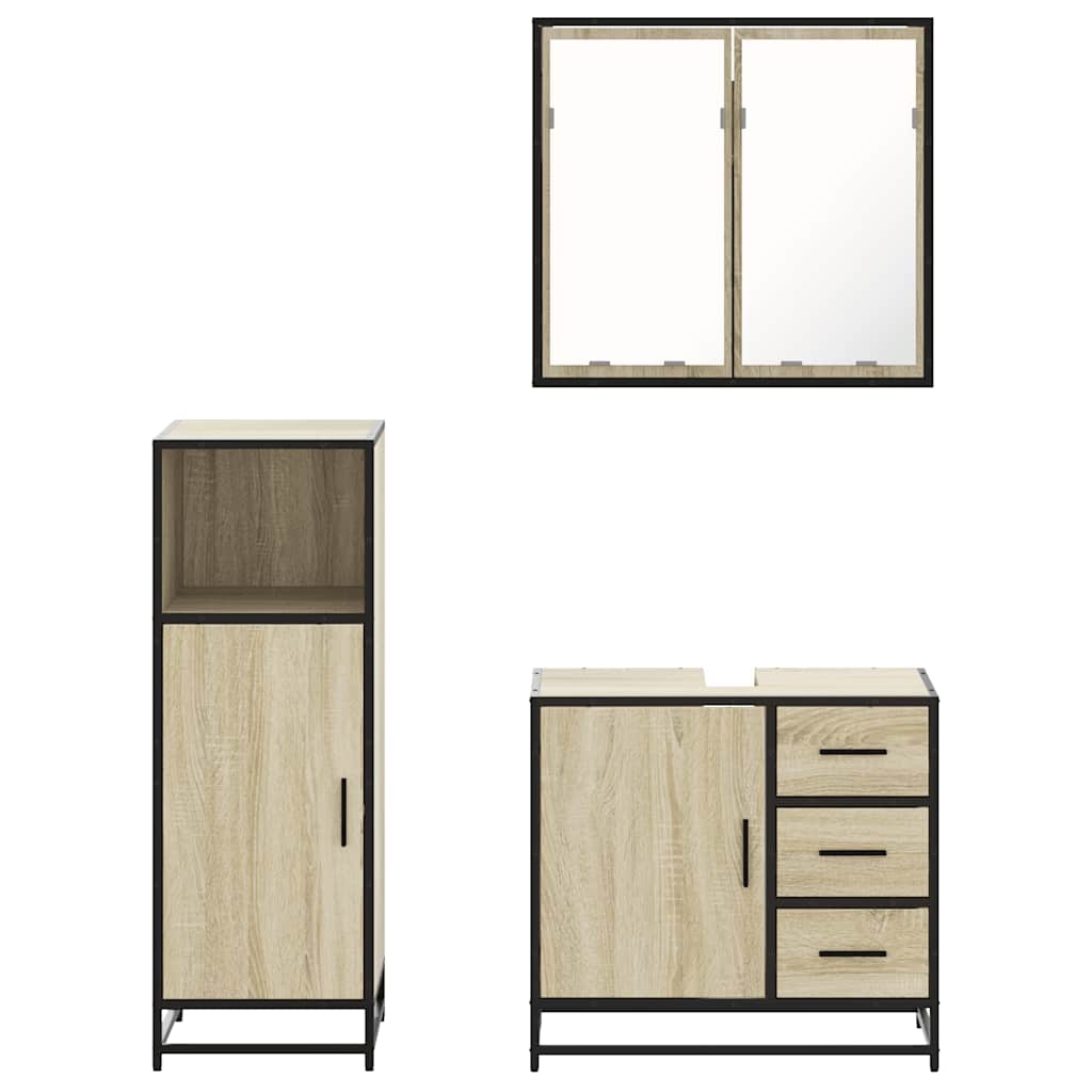 3-piece bathroom furniture set Sonoma oak wood-based material
