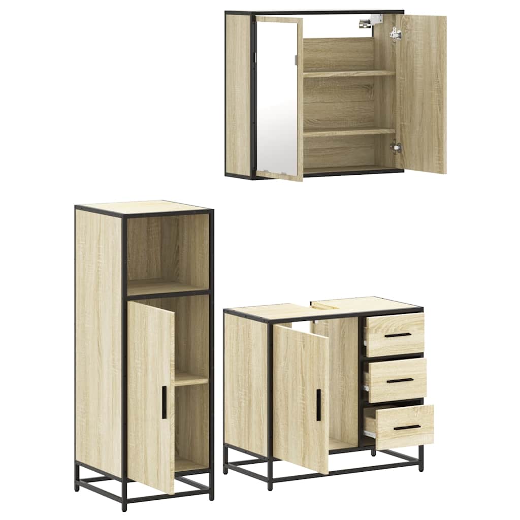 3-piece bathroom furniture set Sonoma oak wood-based material