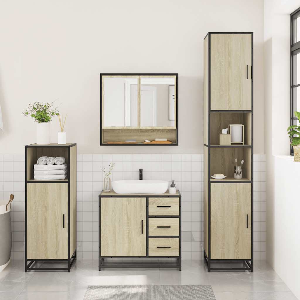 3-piece bathroom furniture set Sonoma oak wood-based material