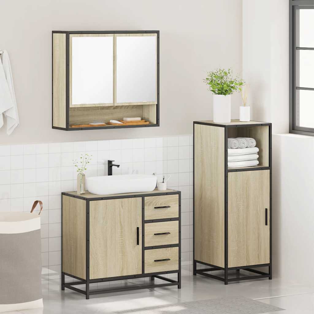 3-piece bathroom furniture set Sonoma oak wood-based material