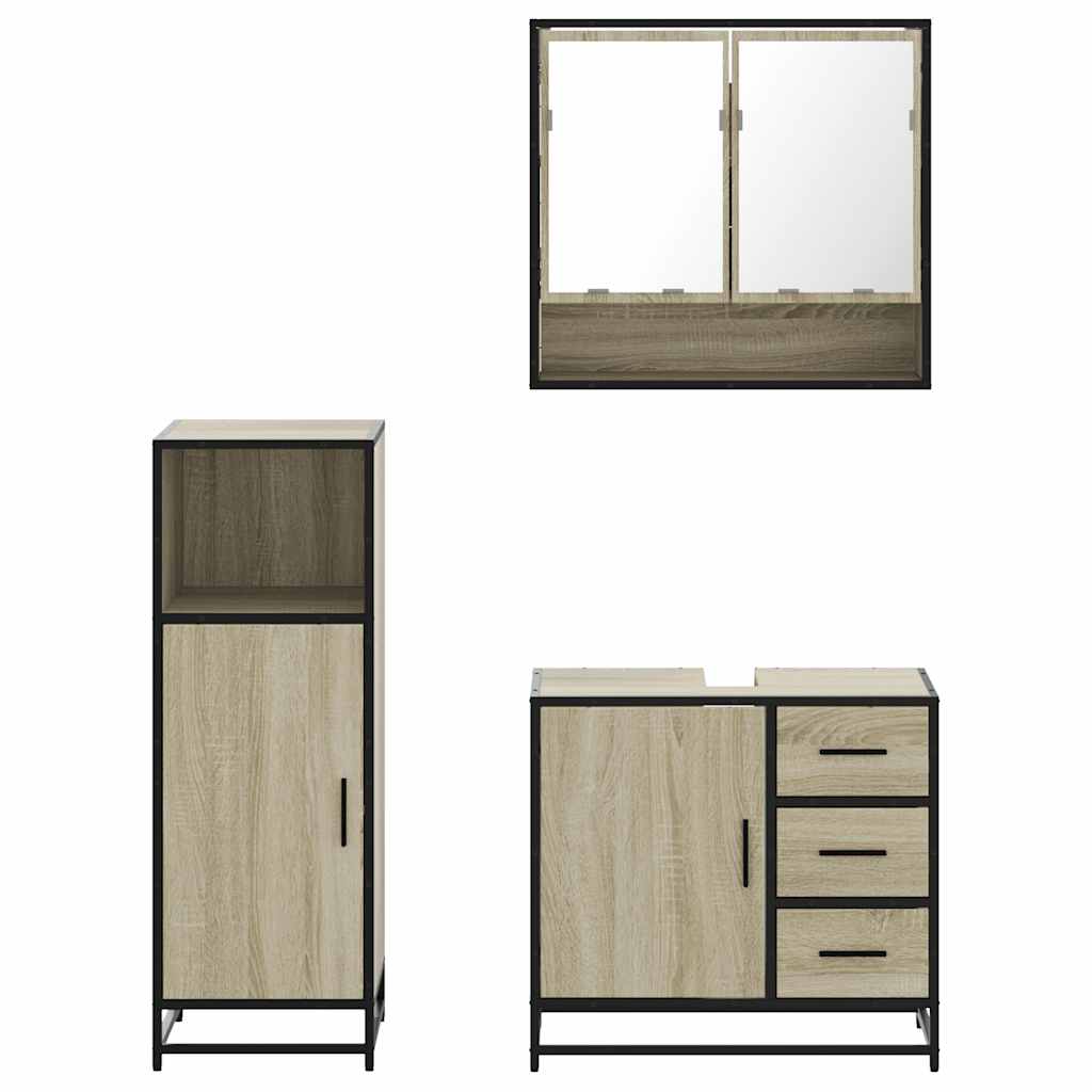 3-piece bathroom furniture set Sonoma oak wood-based material