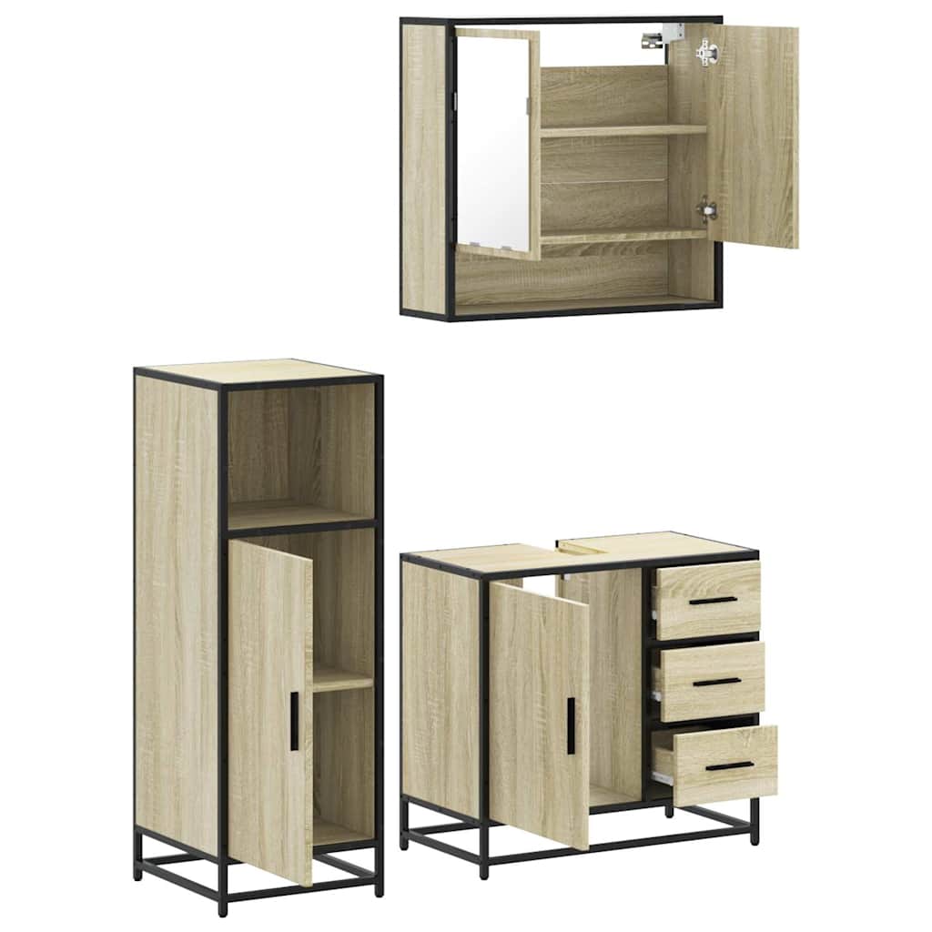 3-piece bathroom furniture set Sonoma oak wood-based material
