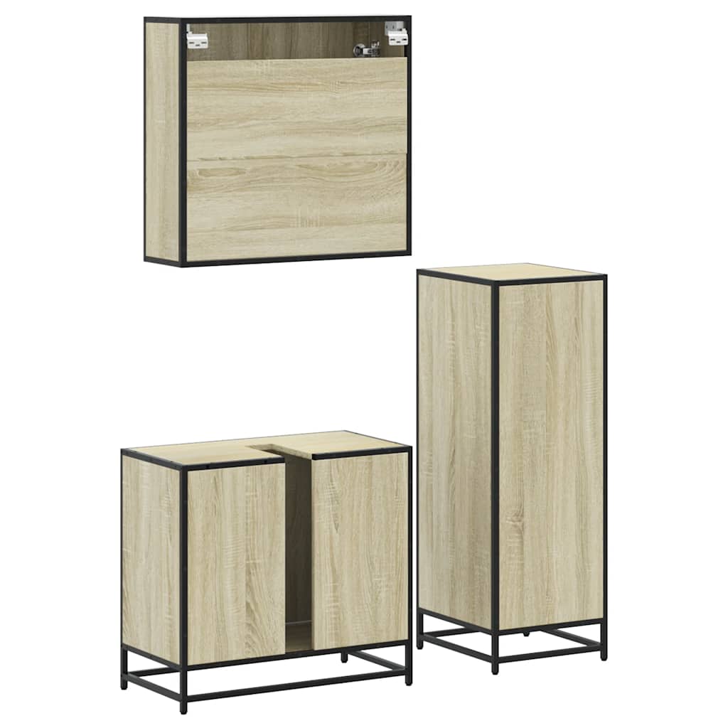 3-piece bathroom furniture set Sonoma oak wood-based material