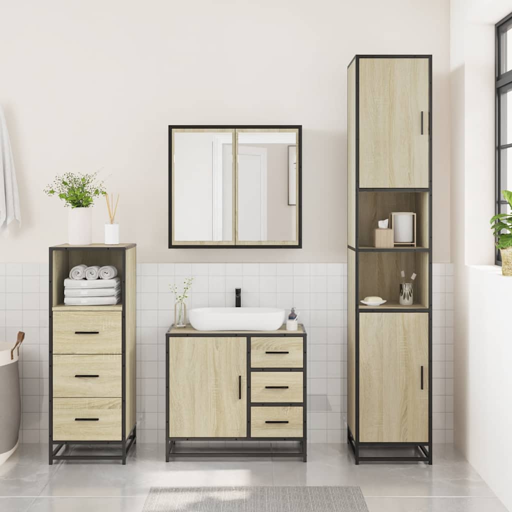 3-piece bathroom furniture set Sonoma oak wood-based material