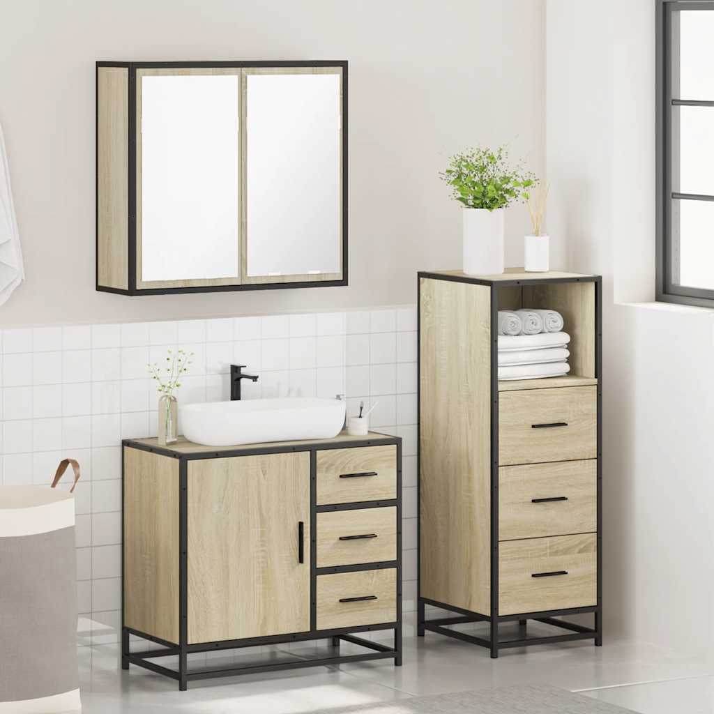 3-piece bathroom furniture set Sonoma oak wood-based material
