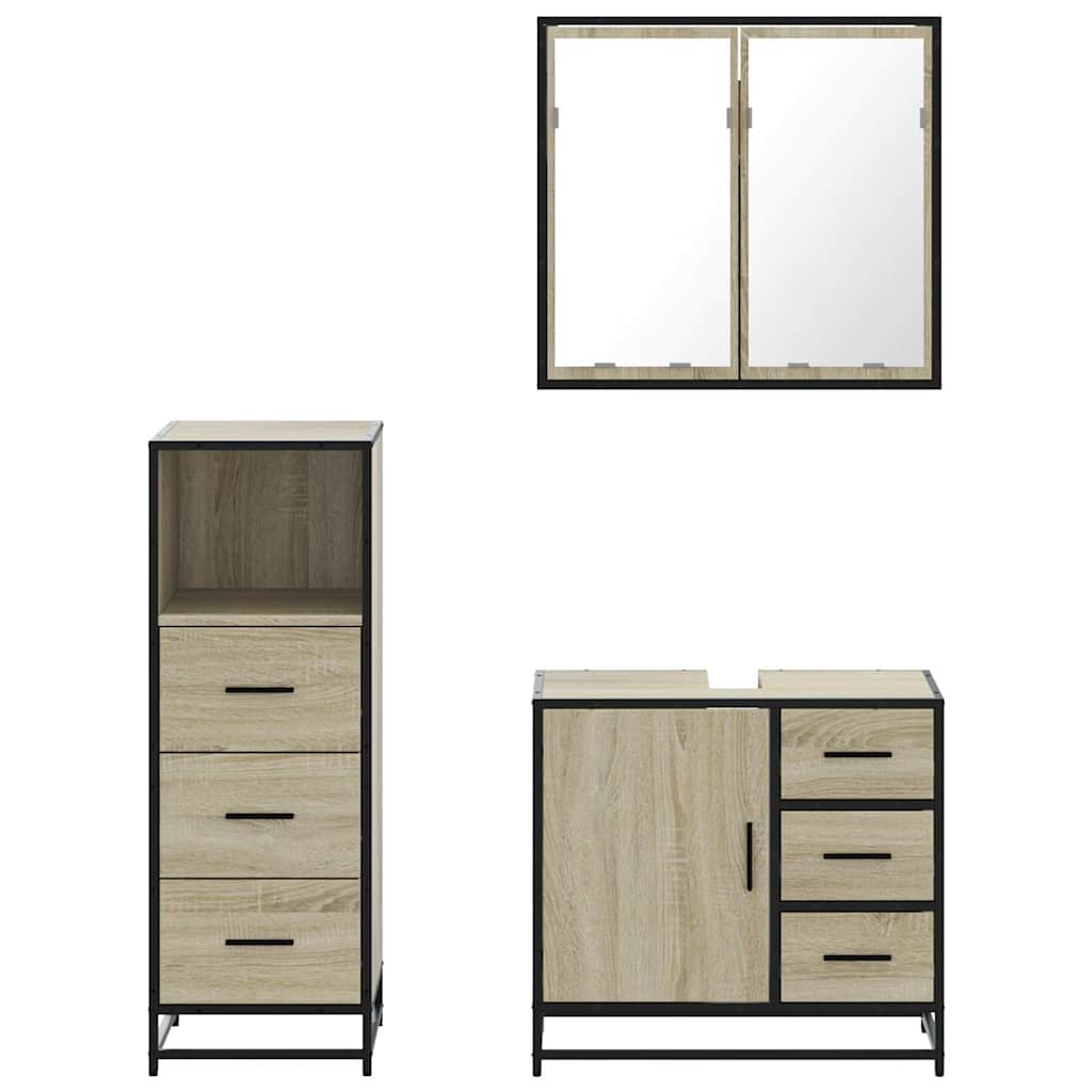 3-piece bathroom furniture set Sonoma oak wood-based material