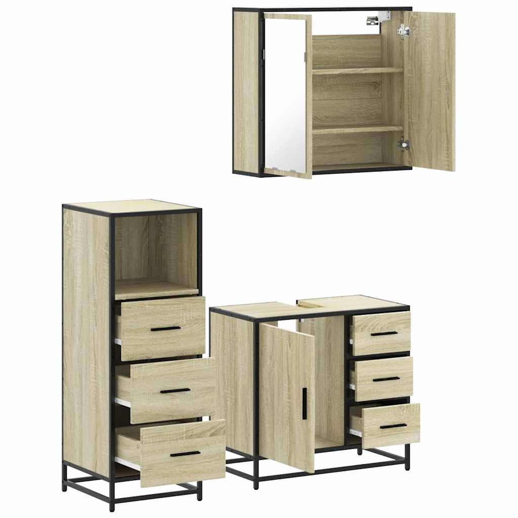 3-piece bathroom furniture set Sonoma oak wood-based material