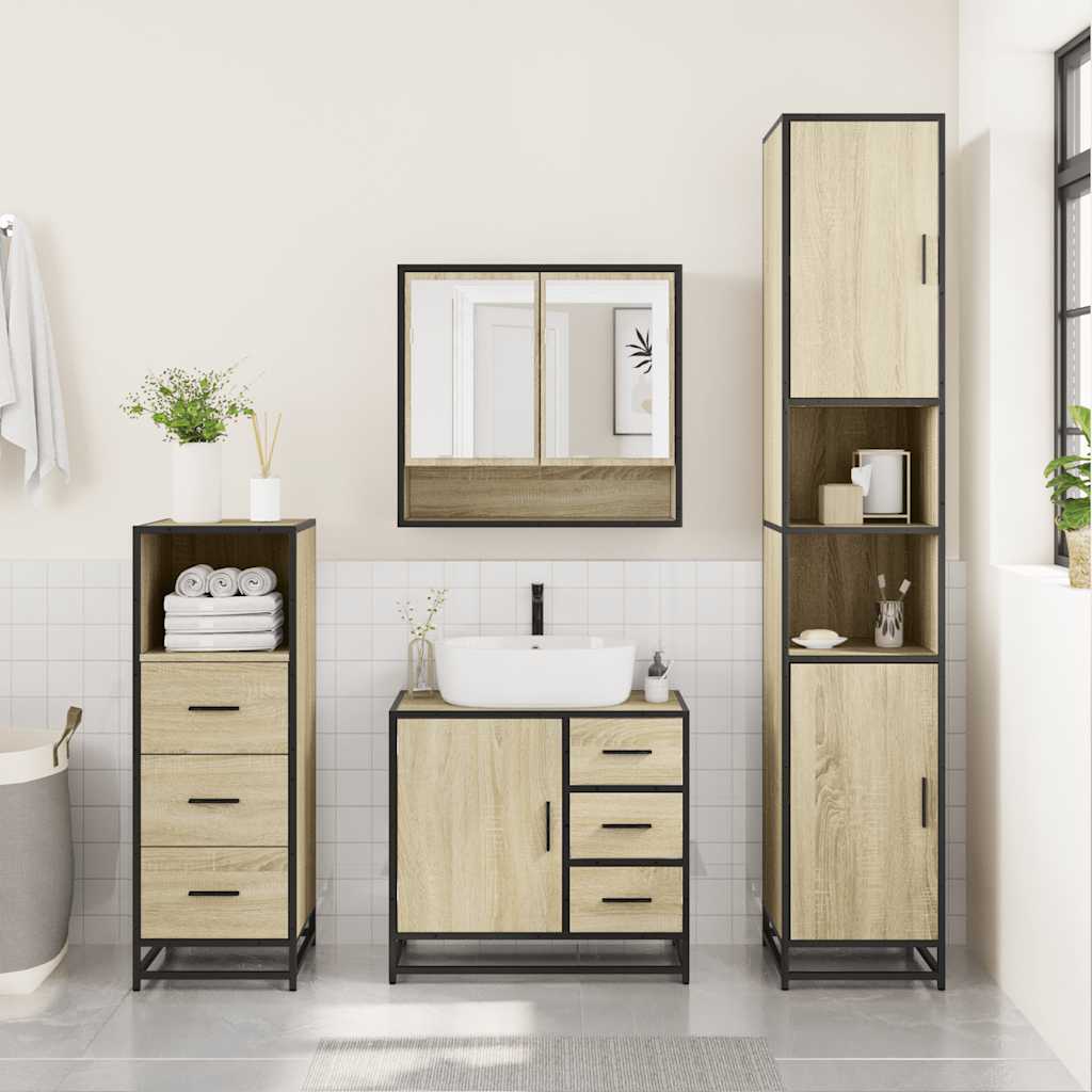 3-piece bathroom furniture set Sonoma oak wood-based material