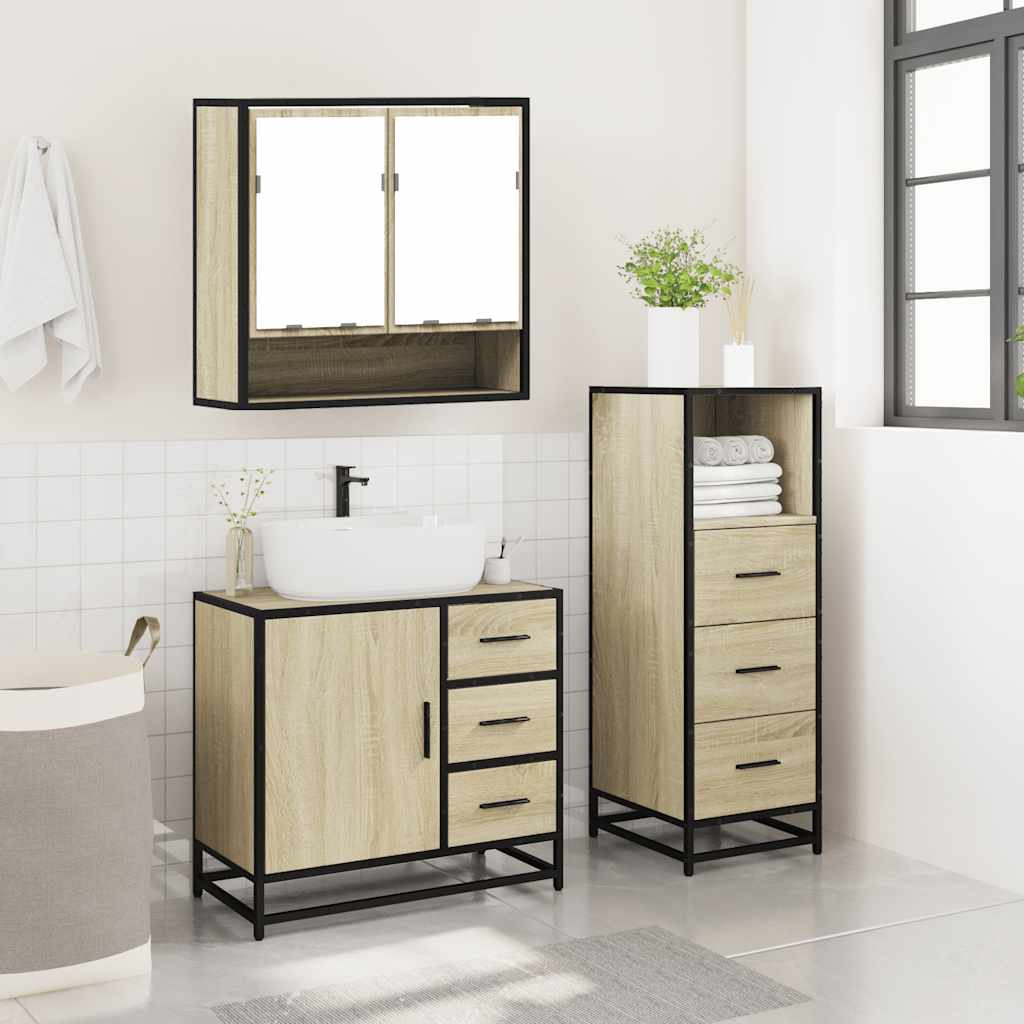 3-piece bathroom furniture set Sonoma oak wood-based material