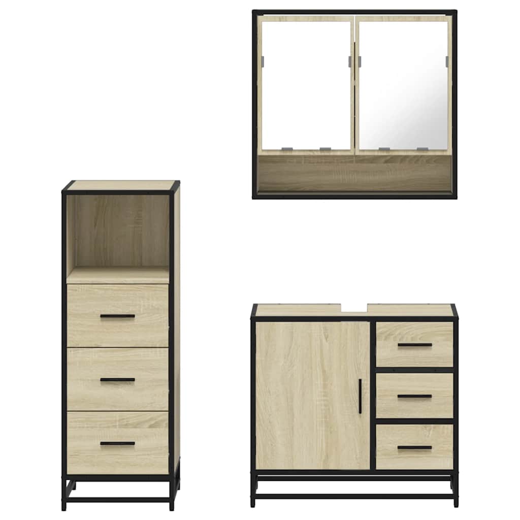 3-piece bathroom furniture set Sonoma oak wood-based material